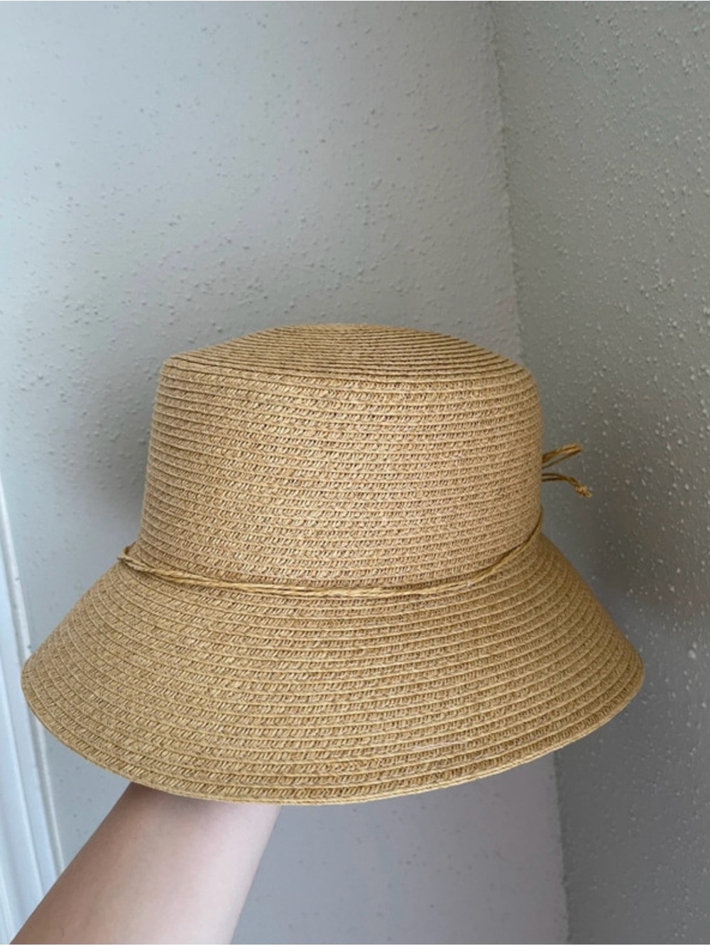 Kelly & Katie Mustard Straw Bucket Hat with Tie Band - Picture 2 of 4